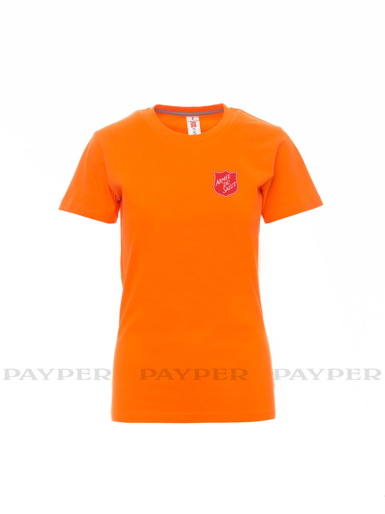 T-shirt femme orange avec logo serigraphié